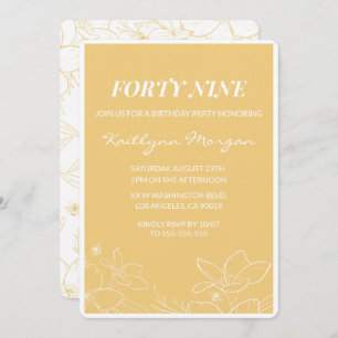 Floral Modern Jaune invitations à 49e anniversaire