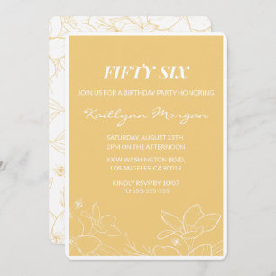Floral Modern Jaune invitations à 56e anniversaire