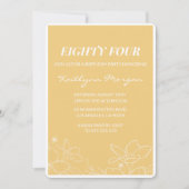 Floral Modern Jaune invitations à 84e anniversaire (Devant)