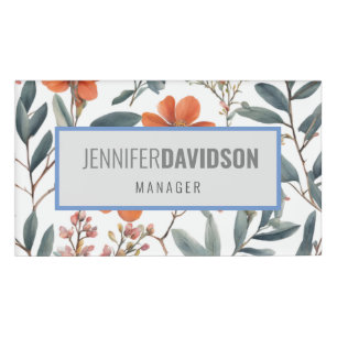 Floral Modern Minimalist Elegant Professional Naambadge