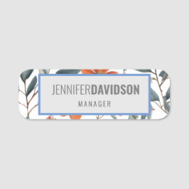 Floral Modern Minimalist Elegant Professional Naamplaatje