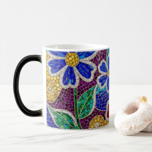 floral modern mosaic pattern ceramic mug (Avec donut)