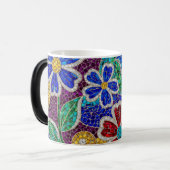 floral modern mosaic pattern ceramic mug magische mok (Voorkant links)