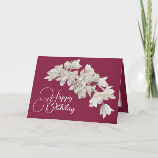 Floral Modern Orchid Flower Pink Birthday Kaart
