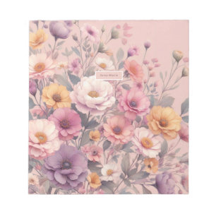 Floral modern roos roze meisjesachtig stijlvol notitieblok