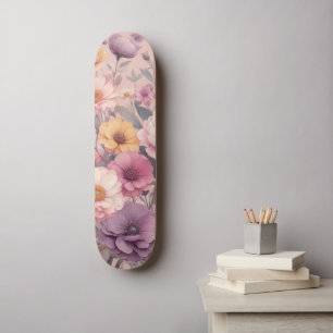 Floral modern roos roze meisjesachtig stijlvol skateboard