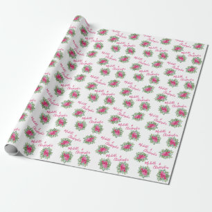 Floral Modern - Rozen voor donkerroze weddenschapp Cadeaupapier
