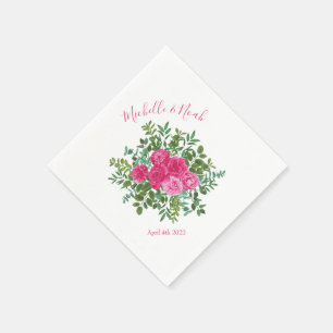 Floral Modern - Rozen voor donkerroze weddenschapp Servet