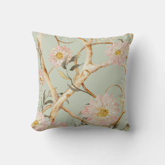 Floral Modern Sage Groene Chinoiserie Waterverf Kussen