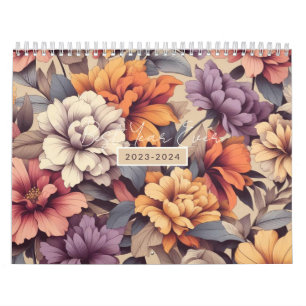 Floral modern sinaasappel meisjesachtig stijlvol 3 kalender