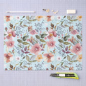 Floral Modern Summer Flower Pattern on Blauwgroen Tissuepapier (Craft)