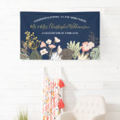 Floral Modern Wedding Passen getrouwd Gefeliciteer Spandoek (Insitu)