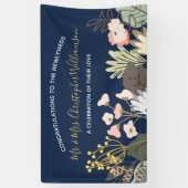 Floral Modern Wedding Passen getrouwd Gefeliciteer Spandoek (Verticaal)