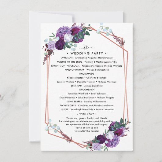 Floral Modern Wedding-reisprogramma (Achterkant)