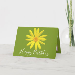 Floral moderne Daisy Flower Green Birthday Kaart