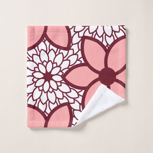Floral moderne de Bourgogne et rose (Gant de toilette)