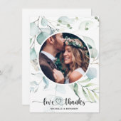 Floral Moderne élégant mariage Merci Carte photo (Devant / Derrière)