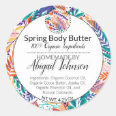 Floral moderne + Feuille Scrub / Étiquette de beur (Devant)