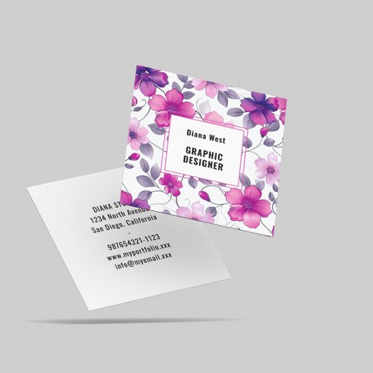 Floral moderne Fuchsia Carte de visite rose