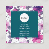 Floral moderne Fuchsia Carte de visite vert (Dos)