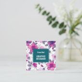 Floral moderne Fuchsia Carte de visite vert (Debout devant)