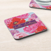 Floral moderne Hello Carré Dessous de verre (Côté gauche)