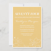 Floral Moderne Jaune 74e anniversaire invitations (Devant)