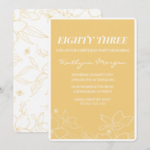 Floral Moderne Jaune invitations à 83e anniversair