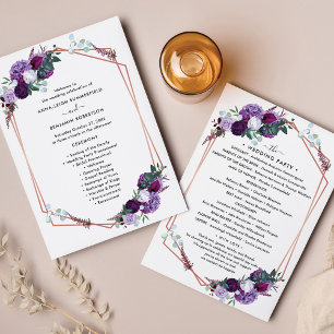 Floral moderne Mariage programme d'itinéraire