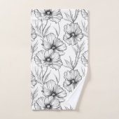 Floral moderne noir et blanc Élégant (Serviette à main)