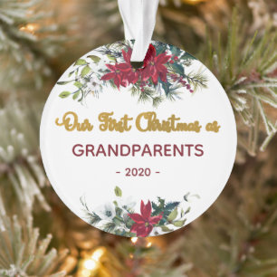 Floral moderne Premier Noël Grand-parents Photo