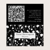Floral moderne QR plié Carte de visite noir blanc (Extérieur déplié)