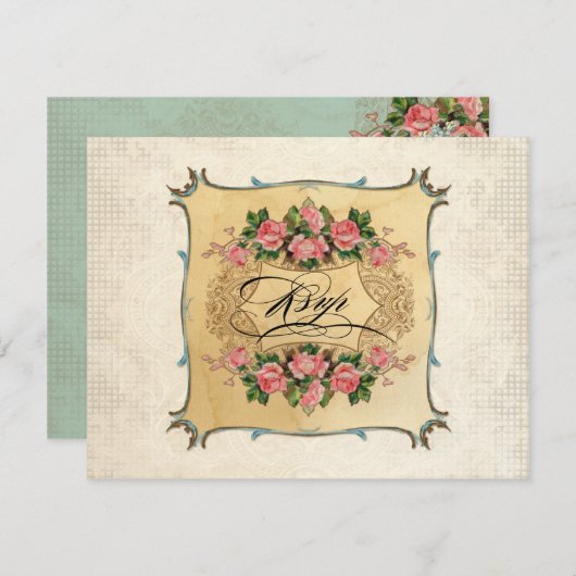 Floral moderne roze roze Tortelduifjes zwemmen RSVP Kaartje (Voorkant / Achterkant)