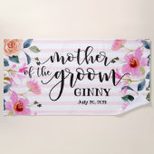 Floral Moeder van de Groom Personalized Wedding Strandlaken (Voorkant)