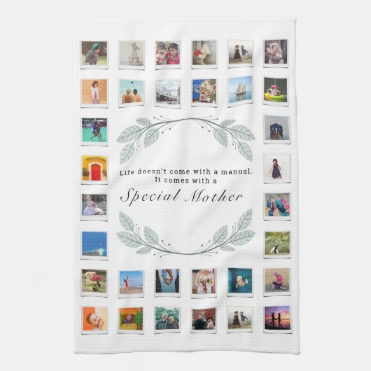 Floral Moederdag Foto Collage Theedoek (Verticaal)