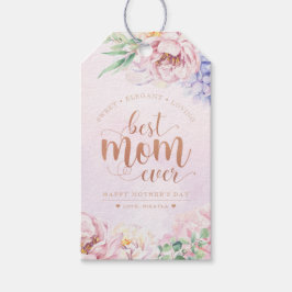 Floral Moederdag Persoonlijke wijn Cadeaulabel