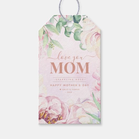 Floral Moederdag Persoonlijke wijn Cadeaulabel (Voorkant)