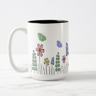 Floral Mok Wildflower Butterfly Coffee Mok Spring