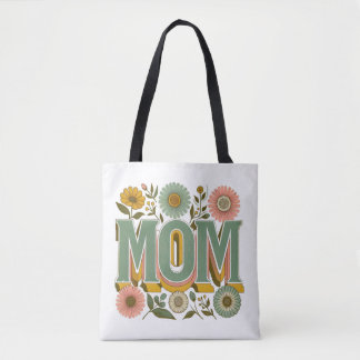Floral MOM Retro Typography – Mother's Day Shirt Draagtas