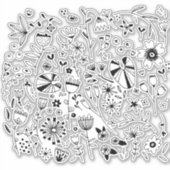 Floral Monochrome Line Sticker (Voorkant)