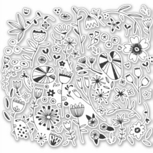 Floral Monochrome Line Sticker