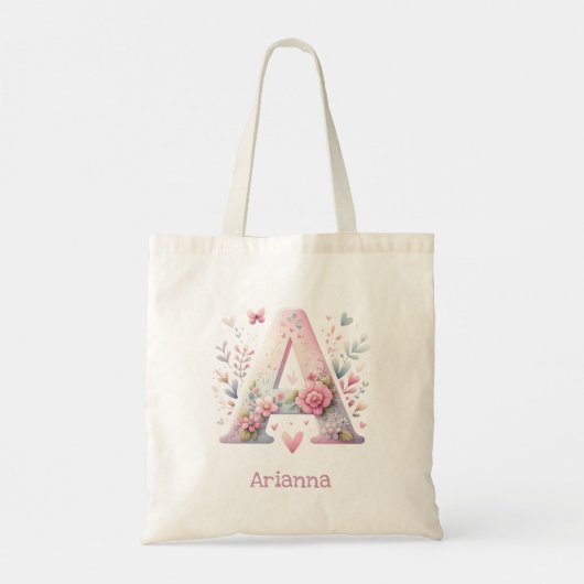 Floral Monogram A Canvas tas (Achterkant)