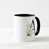 Floral Monogram A Mug – Elegant Letter A with Soft (Devant droit)