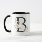Floral Monogram B Mug – Elegant Letter B with Soft (Gauche)