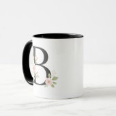 Floral Monogram B Mug – Elegant Letter B with Soft (Devant gauche)