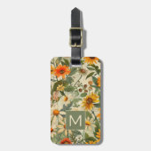 Floral monogram Bagagelabel (Voorkant verticaal)