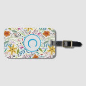 Floral Monogram Bagagelabel (Voorkant (horizontaal))