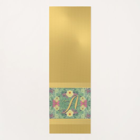 Floral Monogram Brass Color Yoga Mat (Voorkant)