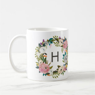 Floral Monogram Coffe Mok
