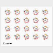  Floral Monogram Colorful Bouquet Ronde Sticker (Vel)